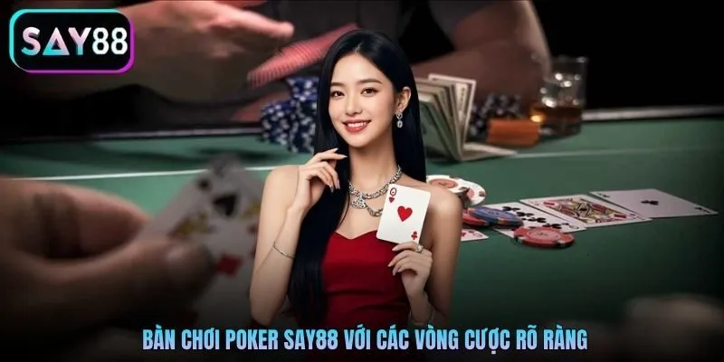 Bàn chơi Poker Say88 với các vòng cược rõ ràng