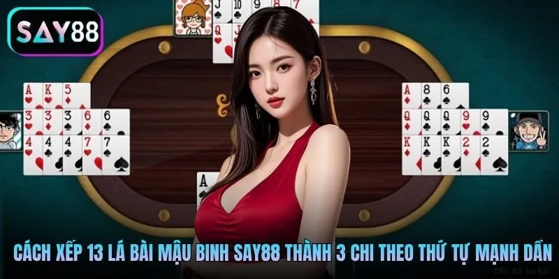 Cách xếp 13 lá bài mậu binh Say88 thành 3 chi theo thứ tự mạnh dần